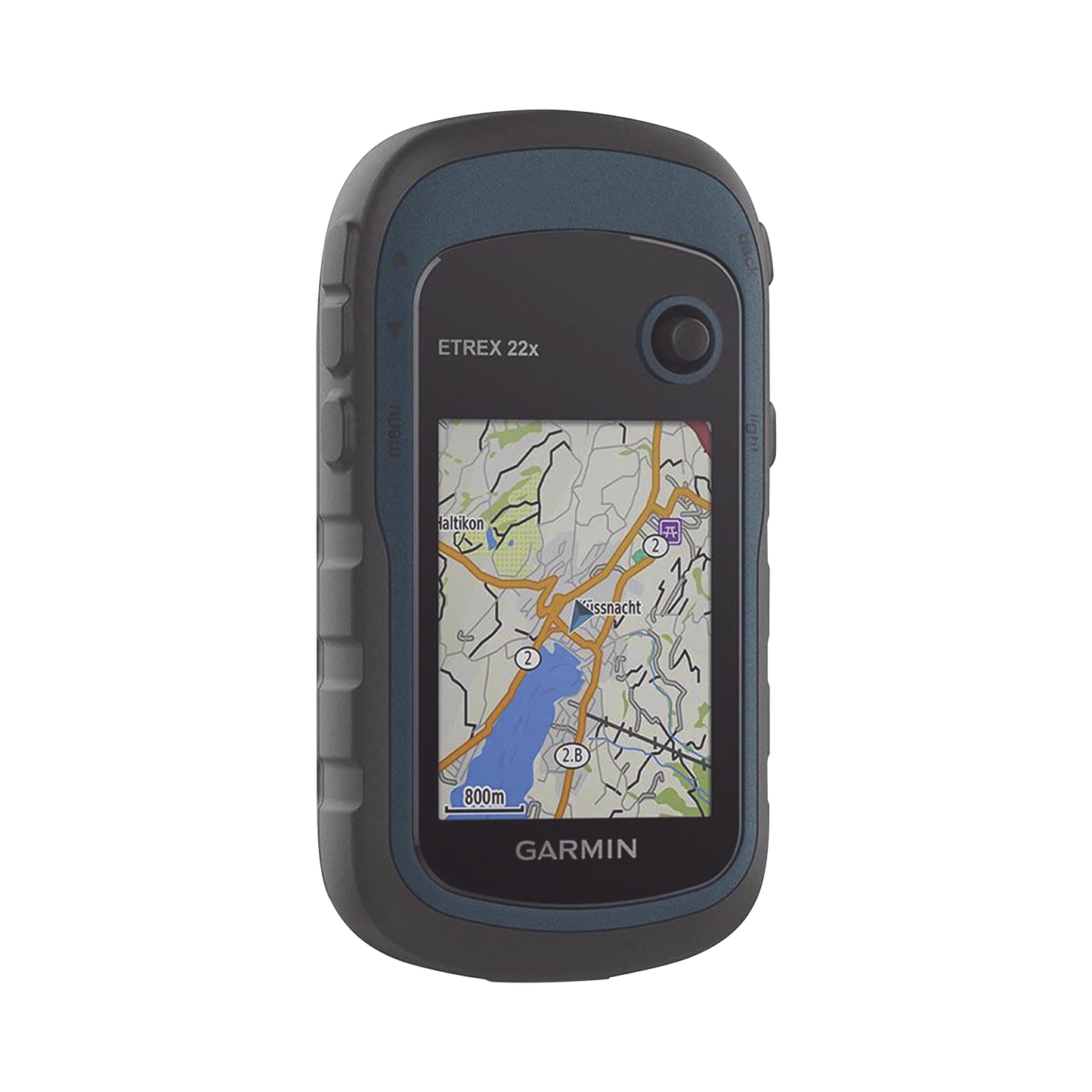 GPS portátil eTrex22x con mapa base precargado, almacena hasta 2000 puntos de interés, e incluye función de cálculo de áreas.