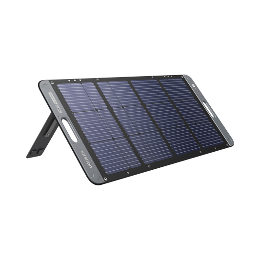 Panel Solar Plegable 100W / Recomendado para el Power Station Portable de 600W UGREEN /  Alta Eficiencia de Conversión / Alineación Inteligente de la Luz Solar / Resistente Al Agua Y Duradero / Incluye Cable XT60 Macho a Macho 2m.