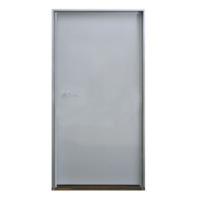 Puerta metálica galvanizada 4' 0" x 7' 0" /Resistente al fuego por 180 min /Preparación para cerradura cilíndrica y refuerzo para cierrapuertas