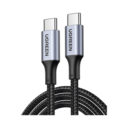 Cable USB-C a USB-C | 1 Metro | Carga Rápida de hasta 100W | Transferencia de datos de 480 Mbps | PD3.0 | QC4.0/3.0/2.0 | FPC | AFC | Protección Integrada| Caja de Aluminio | Nylon Trenzado |Color Negro | 2 años de Garantía.