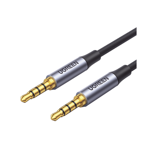 Cable Auxiliar de 3.5mm / Cable Audio Estéreo / Núcleo de Alambre de Cobre Esmaltado / Carcasa de Aluminio Azul + Nylon Trenzado /  Soporta Micrófono / 5 Metros