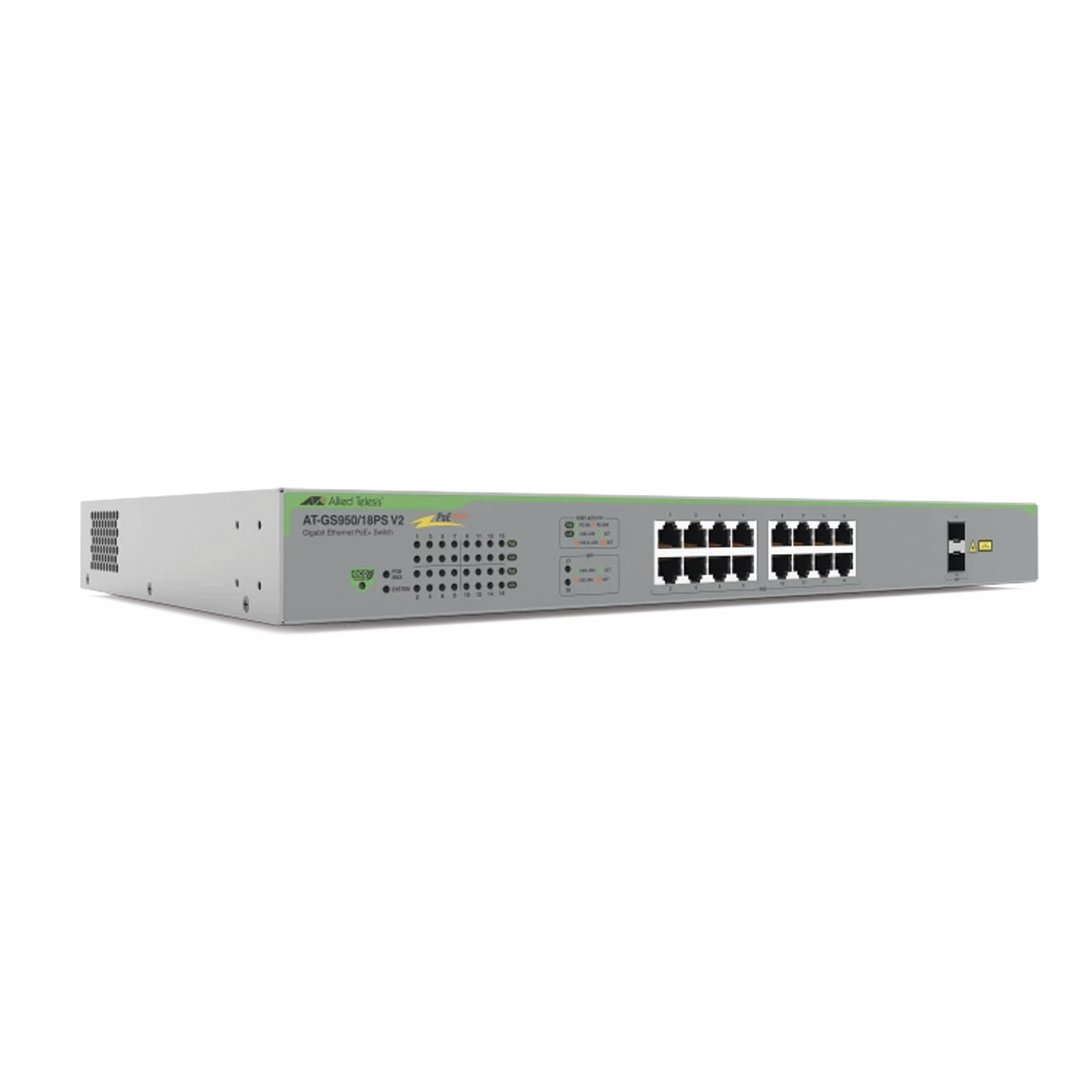 Switch PoE+ Gigabit WebSmart de 16 puertos 10/100/1000 Mbps (2 x Combo) + 2 puertos gigabit SFP (Combo), 185 W