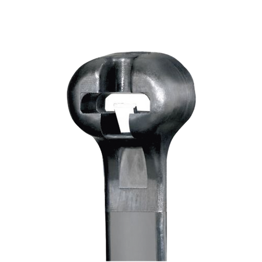 Cincho de Nylon 6.6 Dome-Top®, Con Lengüeta de Bloqueo de Acero Inoxidable, 305 mm largo x 4.7mm ancho, Color Negro, Exterior Resistente a Rayos UV, Paquete de 1000pz