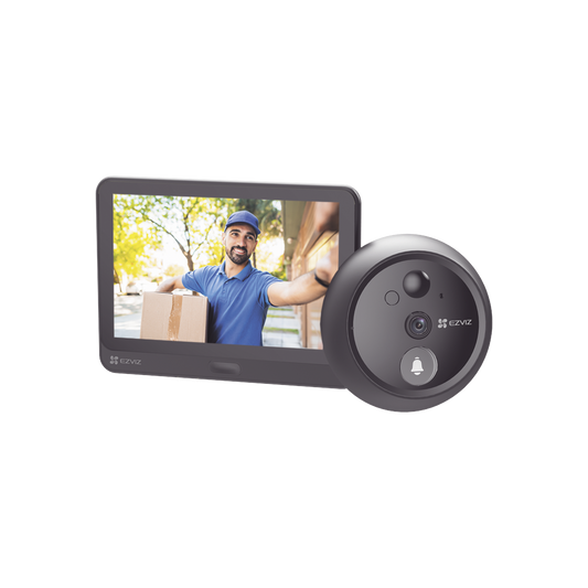 Videoportero Con Mirilla y Pantalla Wi-Fi de Batería Recargable / Para Instalarse en Puerta / Cámara 1080P / Detección de Movimiento / Audio de Dos Vías / Uso en Interior