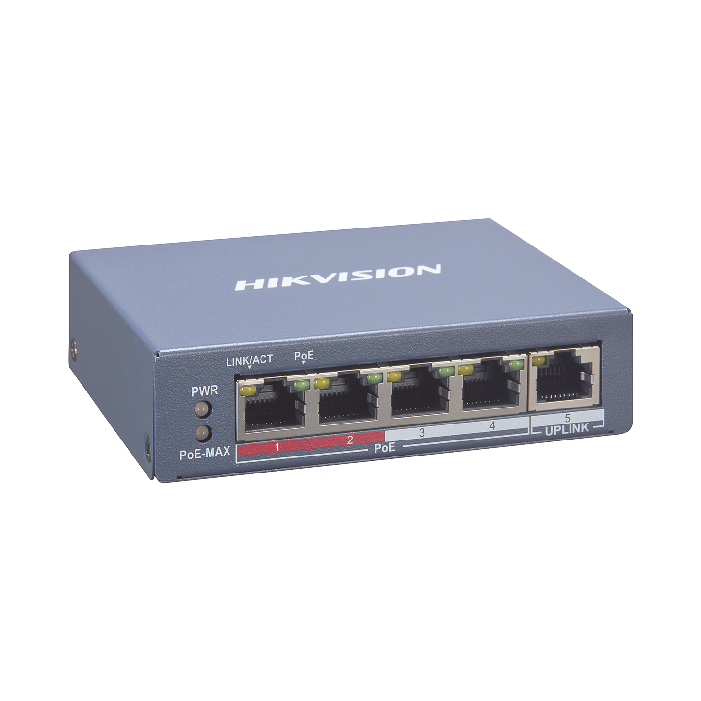 Switch Monitoreable PoE+ / 4 puertos 10/100 Mbps PoE+ / 1 puerto RJ45 Uplink / PoE Hasta 250 Metros / 60 W / Conexión Remota desde Hik-PartnerPro