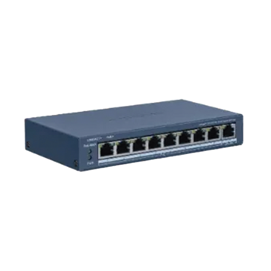 Switch PoE+ / Monitoreable / 8 Puertos 10/100 Mbps PoE+ / 1 Puerto 1000 Mbps Uplink / PoE hasta 300 metros / 60 W