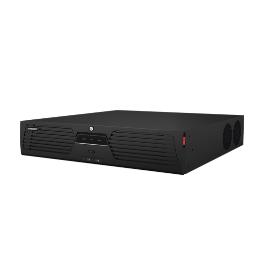 [Doble Poder de Decodificación] NVR 32 Megapixel (8K) / 64 Canales IP / AcuSense / ANPR / Conteo de Personas / Heat Map / 8 Bahías de Disco Duro / 2 Tarjetas de Red / Soporta RAID con Hot Swap / 2 HDMI en 8K / Soporta POS / Alarmas I/O