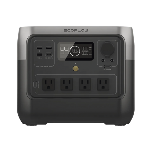 EcoFlow River 2 Pro | Estación de Energía Portátil 768Wh Litio LFP / 4 AC 800W (Max. 1600W) / 1 USB-C 100W / 3 USB -A 12W / Cargador de Coche 10A, 126W Max. / Conectividad WiFi y Bluetooth (App) / Carga Solar 220W Max.