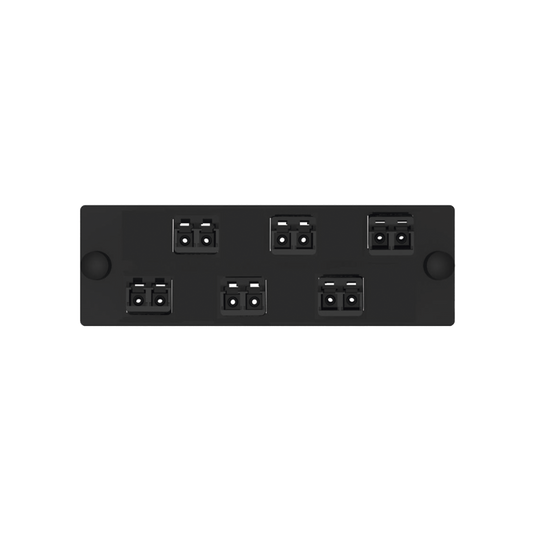Placa Acopladora de Fibra Optica FAP, Con 6 Conectores LC Duplex (12 Fibras), Para Fibra Multimodo OM3/OM4, Color Negro