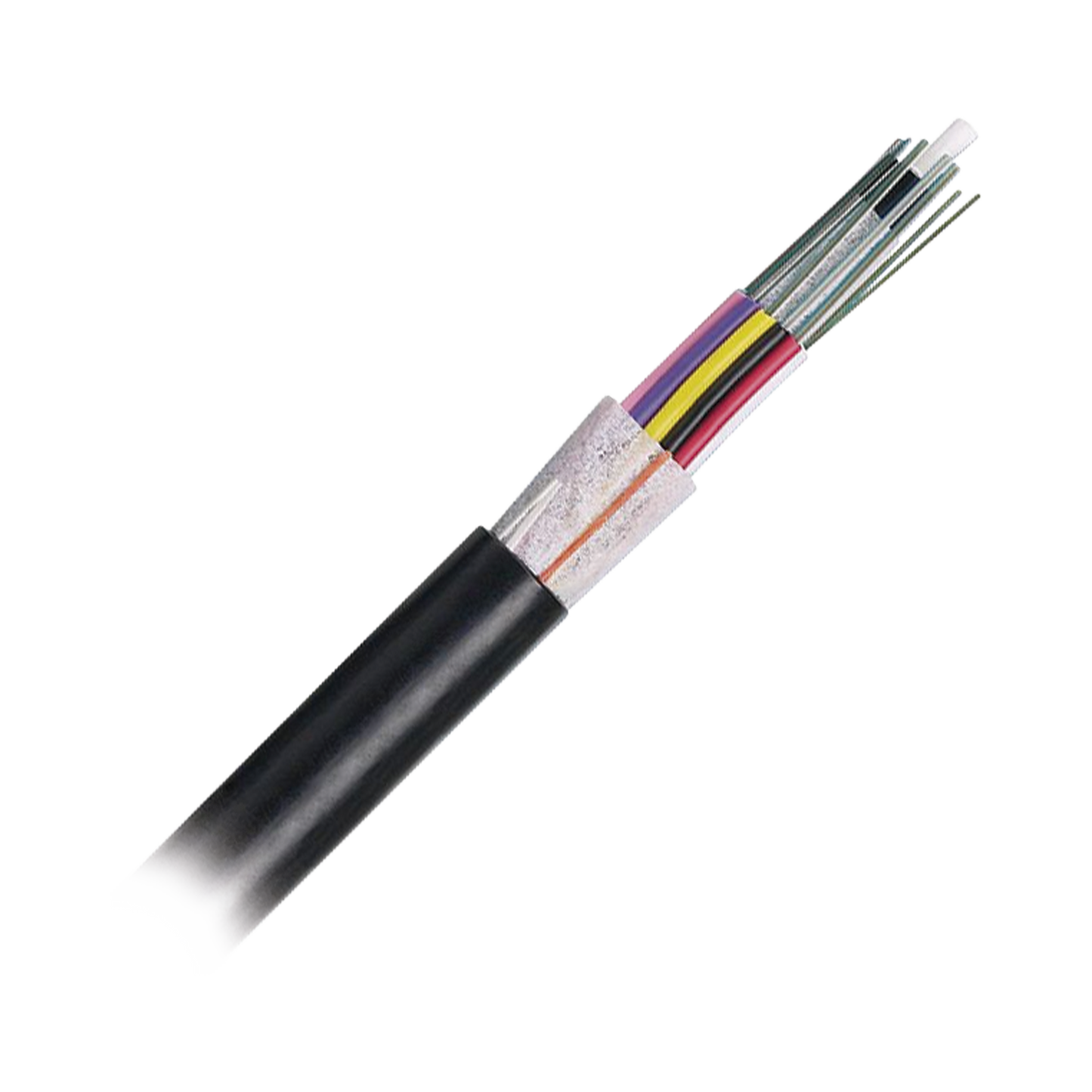 Cable de Fibra Óptica 12 hilos, OSP (Planta Externa), No Armada (Dieléctrica), MDPE (Polietileno de Media densidad), Multimodo OM3 50/125 Optimizada, Precio Por Metro