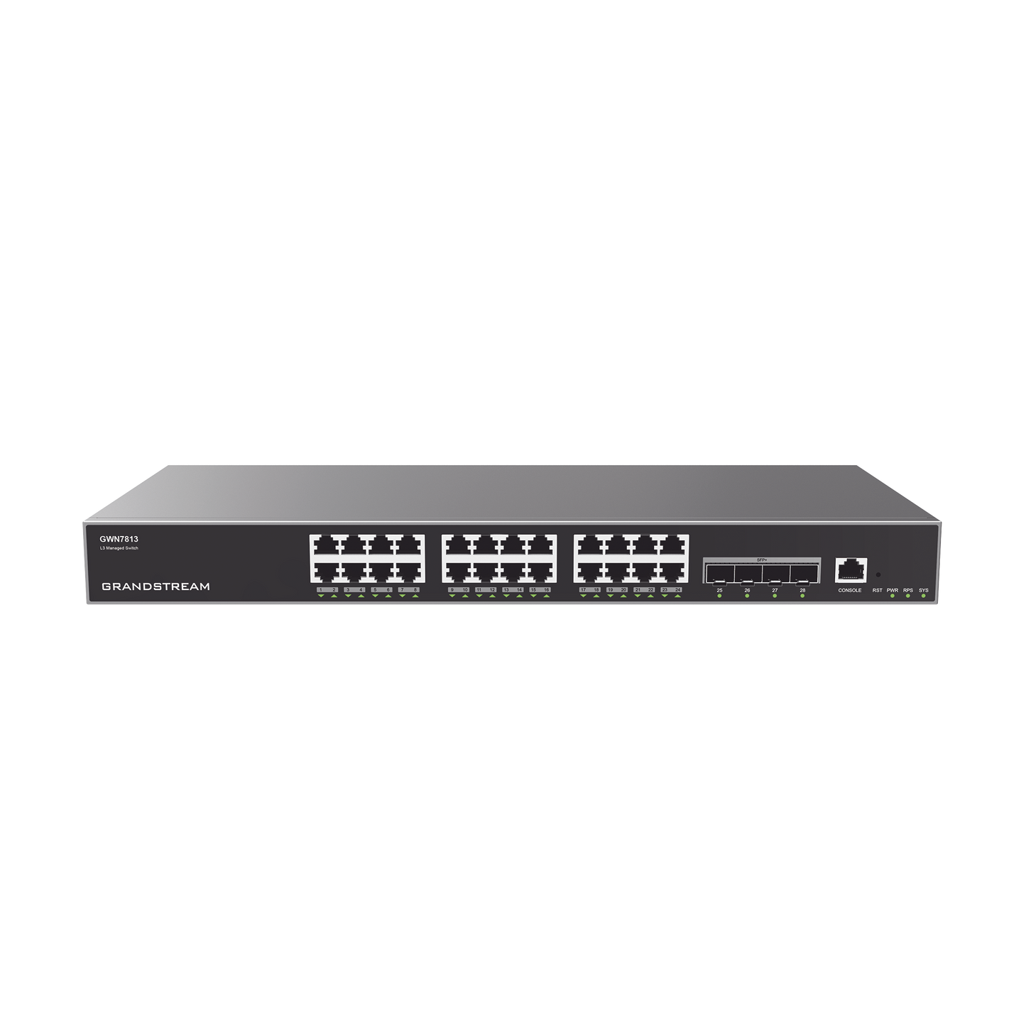 Switch Capa 3 Administrable / 24 puertos 10/100/1000 Mbps + 4 Puertos SFP+ de 10 Gigabits / Compatible con GWN Cloud.