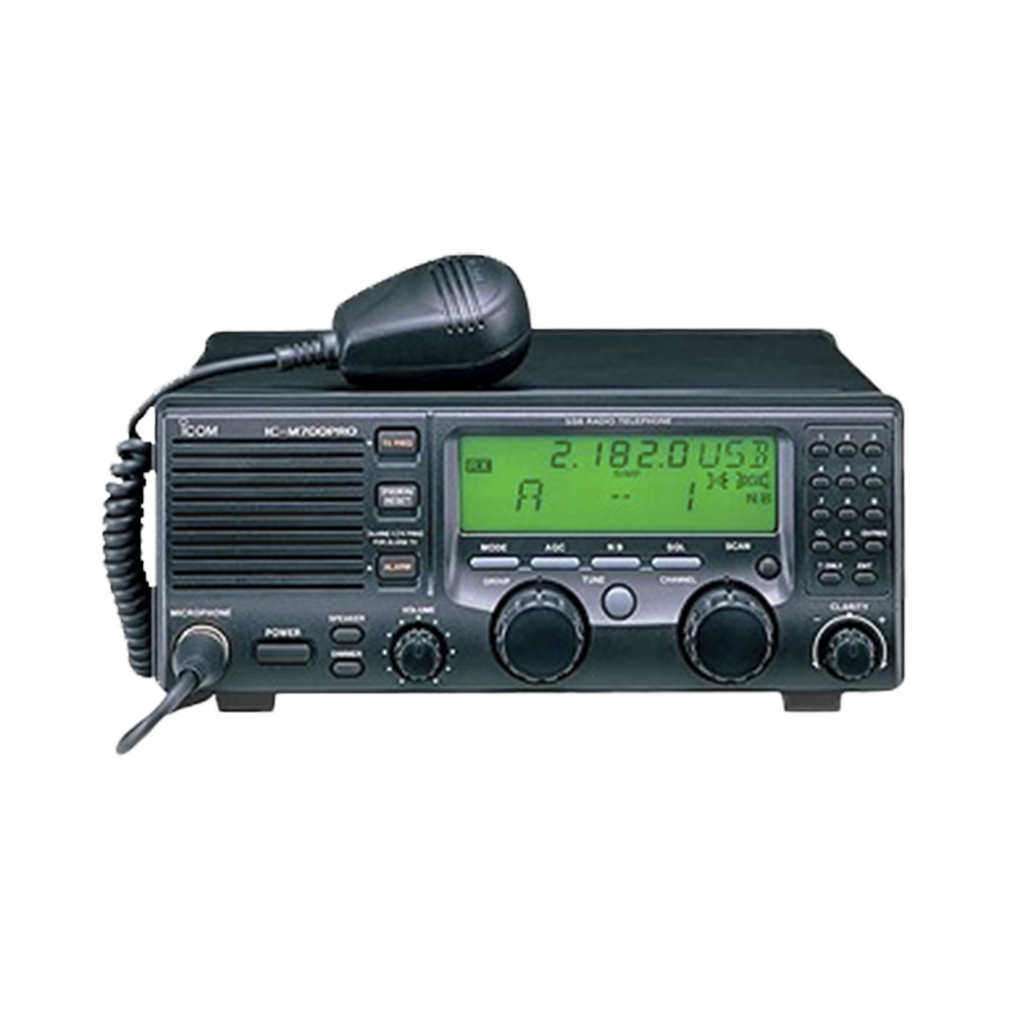 Radio Móvil  HF, 150 W PEP inferior a 24MHz, 60 W PEP superior a 24MHz, gran pantalla de matriz de puntos de fácil acceso.