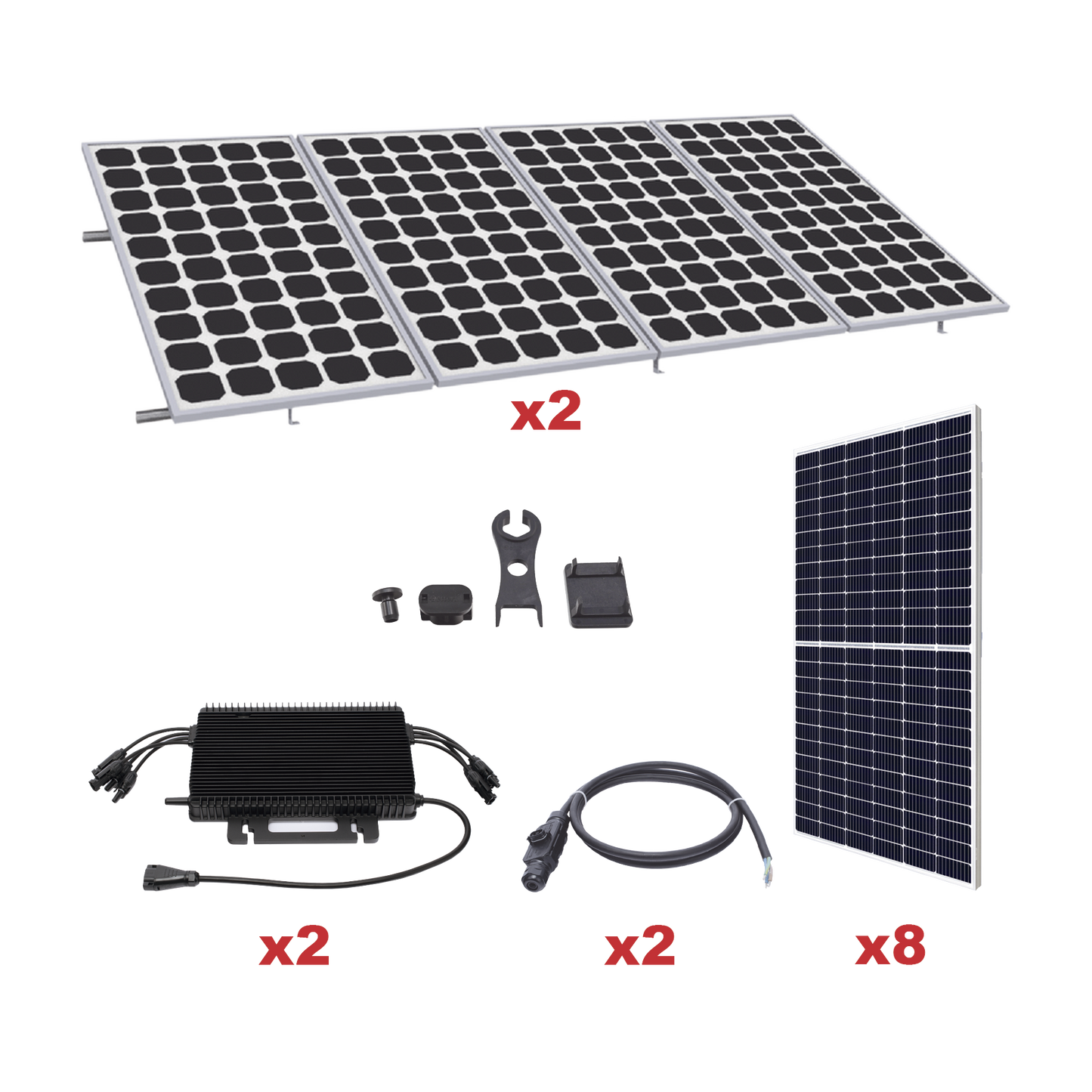 Kit Solar para Interconexión de 4.4KW de Potencia Pico 220Vcc con Microinversor y 8 Módulos de 550 W (Incluye Montaje )