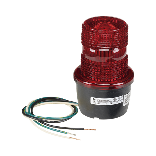 Luz de advertencia LED serie Streamline, 120 Vca, montaje en tubo, rojo