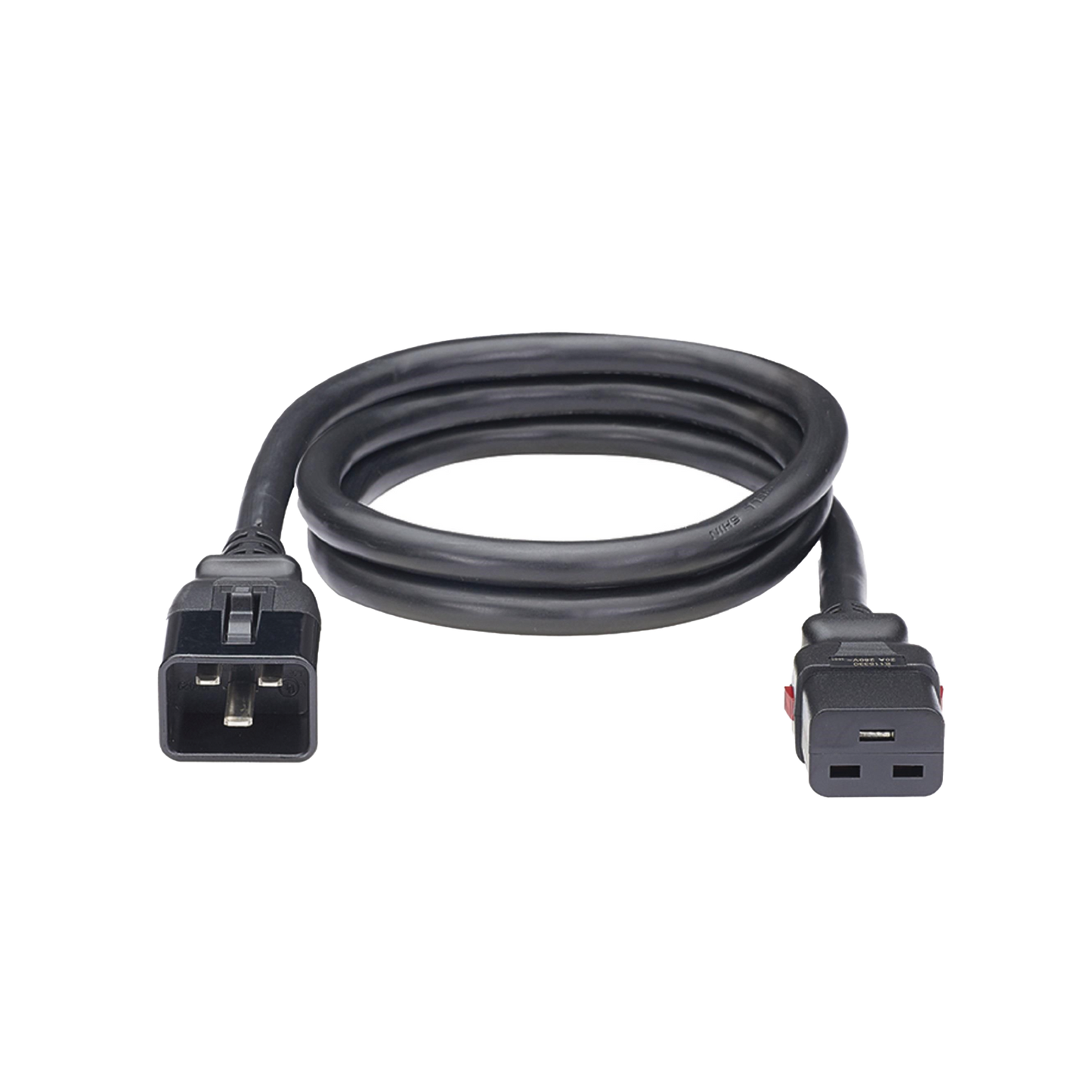 Cable de Alimentación Eléctrica Con Bloqueo de Seguridad, de IEC C20 a IEC C19, 60 cm de Largo, Color Negro, Paquete de 10 Piezas
