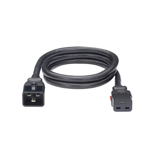 Cable de Alimentación Eléctrica Con Bloqueo de Seguridad, de IEC C20 a IEC C19, 60 cm de Largo, Color Negro, Paquete de 10 Piezas