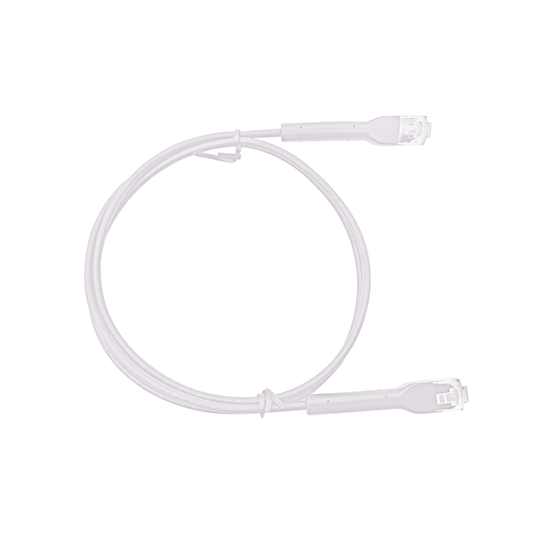 Cable de Parcheo Ultra Slim Con Bota Flexible UTP Cat6 - 0.30 cm Blanco Diámetro Reducido