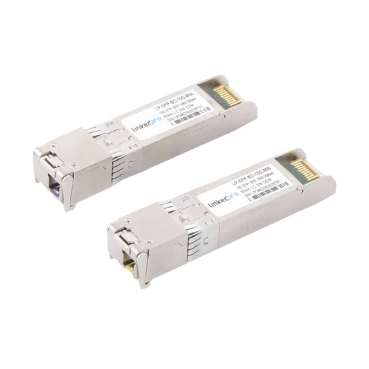 Transceptores Bidireccionales SFP+ (Mini-Gbic) / Monomodo / 10 Gbps de velocidad / Conector LC / Hasta 80 km de Distancia / 2 Piezas