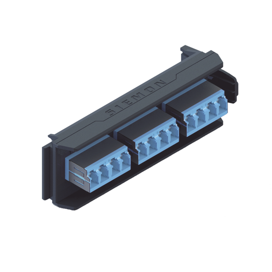 Placa Acopladora LightVerse, 6 Conectores Dúplex LC/UPC "Shuttered", Acepta hasta 12 fibras Monomodo
