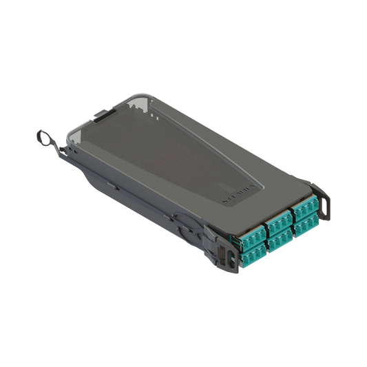 Cassette para empalme (Fusión) LightVerse, Hasta 24 fibras, Conectores  LC/UPC "Shuttered", para fibra Multimodo OM4, 900um, 1 metro