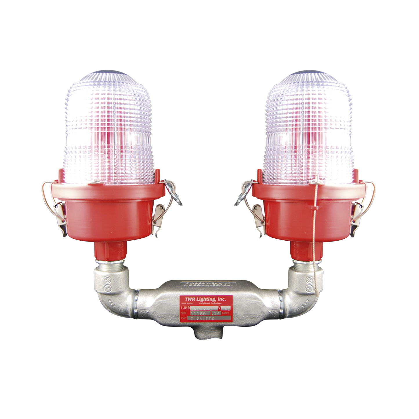 Lámpara de Obstrucción Roja Tipo L-810, Doble LED de baja intensidad, (12 - 24 Vcc).