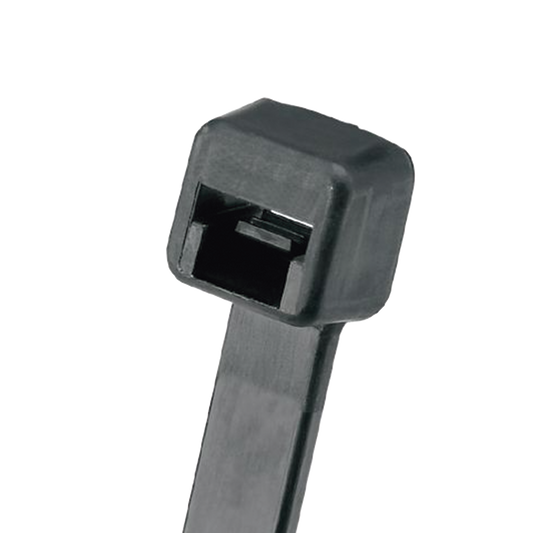 Cincho de Nylon 6.6 Pan-Ty, 368mm largo x 7.6mm ancho, Color Negro, Exterior Resistente a Rayos UV, Paquete de 100pz