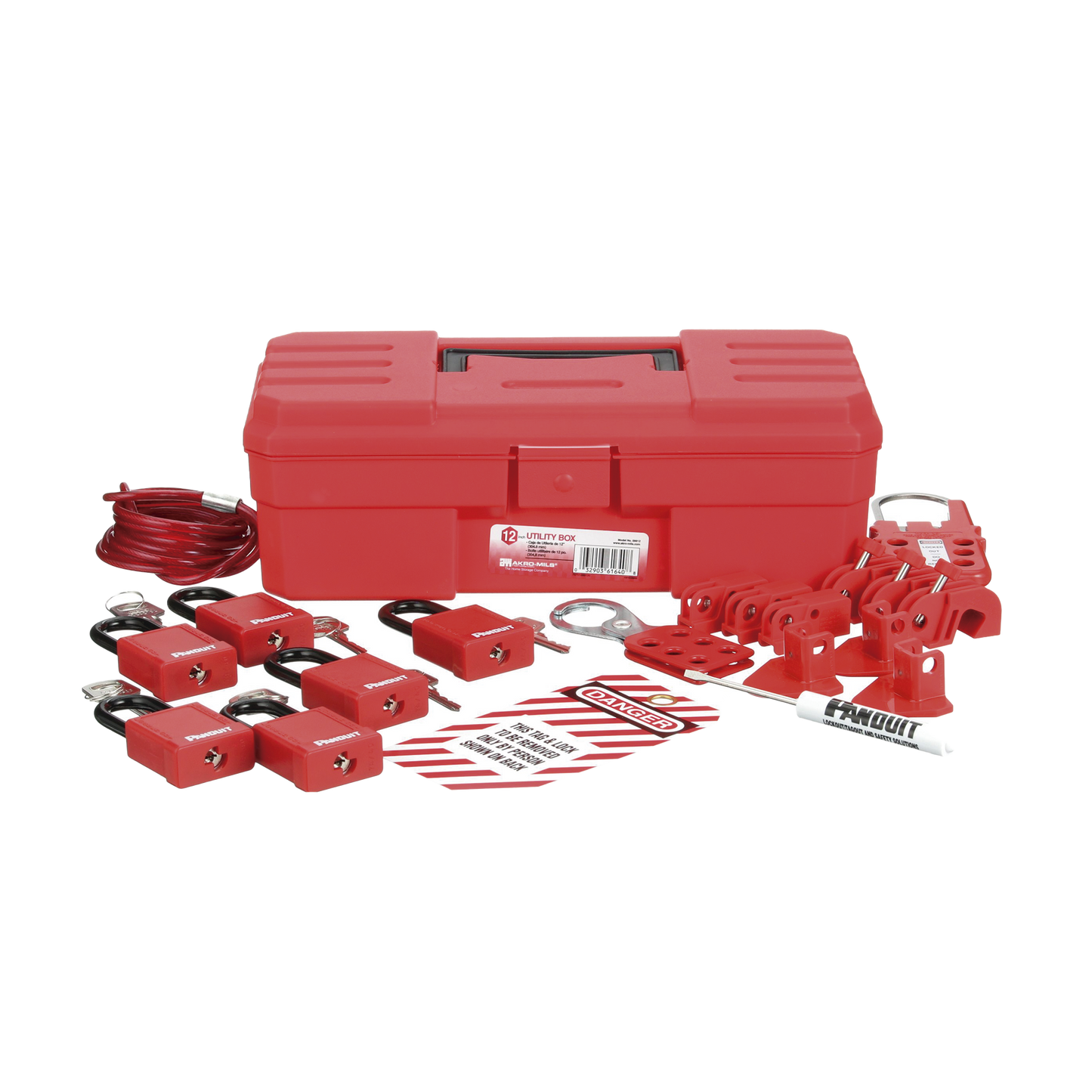 Kit de Bloqueo LOTO para Contratistas con Componentes (Color Rojo).