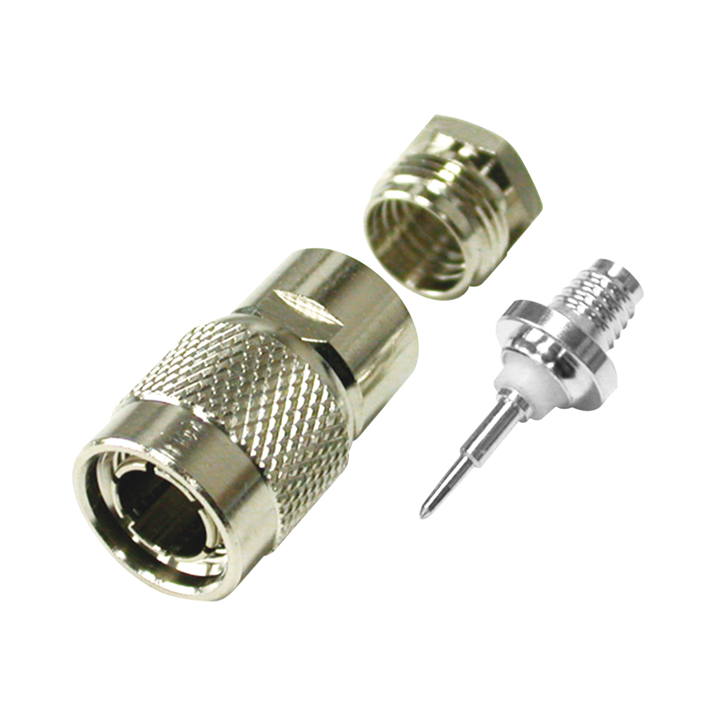 Conector TNC Macho de Rosca para Cable RG-59/U, Grupo D, Níquel/ Plata/ Teflón.