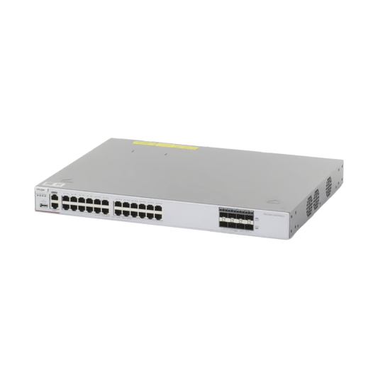 Switch Core Administrable Capa 3 con 24 puertos Gigabit + 8 SFP+ para fibra 10Gb, gestión gratuita desde la nube.
