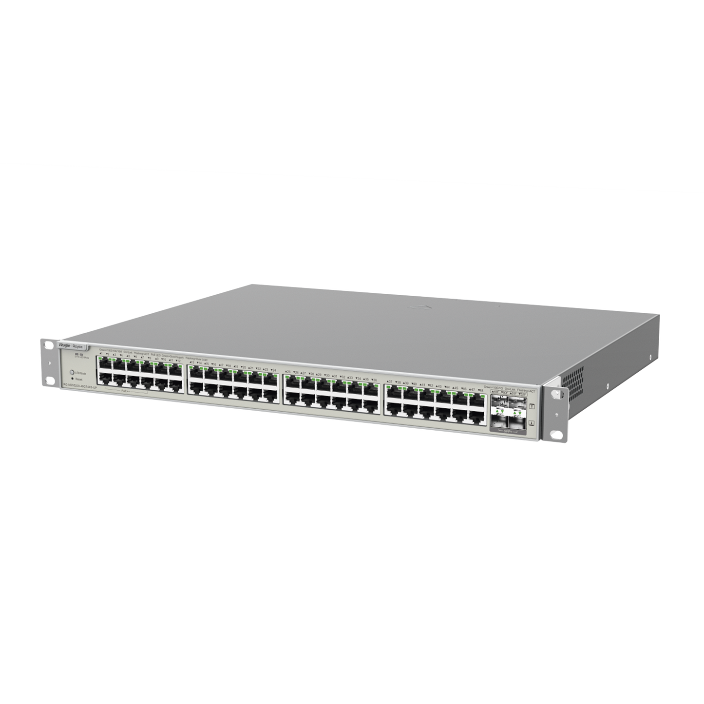 Switch Administrable Capa 3 con 48 puertos Gigabit PoE 802.3af/at + 4 SFP+ para fibra 10Gb, gestión gratuita desde la nube, 740W