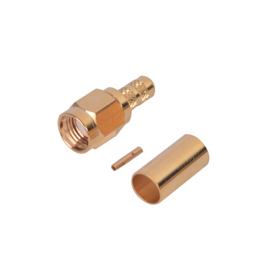 Conector SMA Macho Inverso de anillo plegable para cable RG-142/U, Oro/Oro/Teflon.