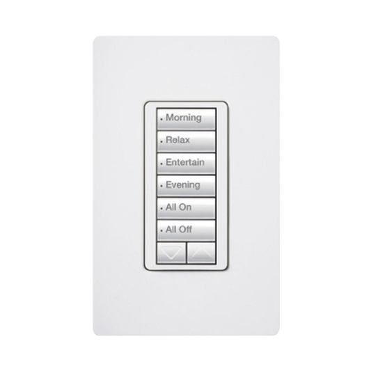 (RadioRA2) Teclado Seetouch Hibrido 6 botones, 2 botones subir/bajar, programe escenas diferentes en cada botón,puede instalarse en un interruptor de luz.