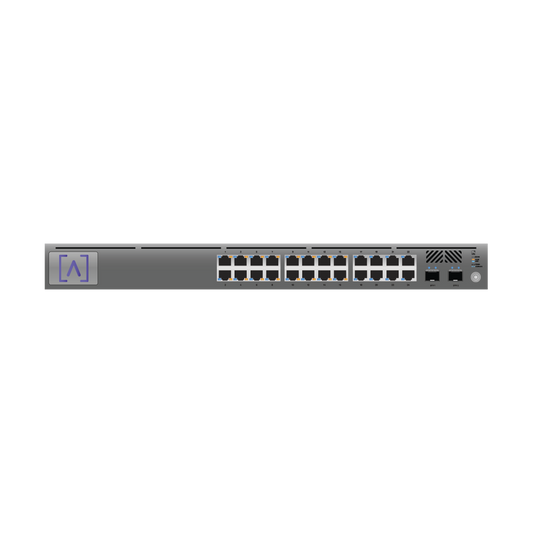 Switch Gigabit PoE+ Administrable / 24 puertos 10/100/1000 Mbps (16 de ellos POE+) + 2 Puertos SFP Uplink / Hasta 240W / Alta LabsCloud.