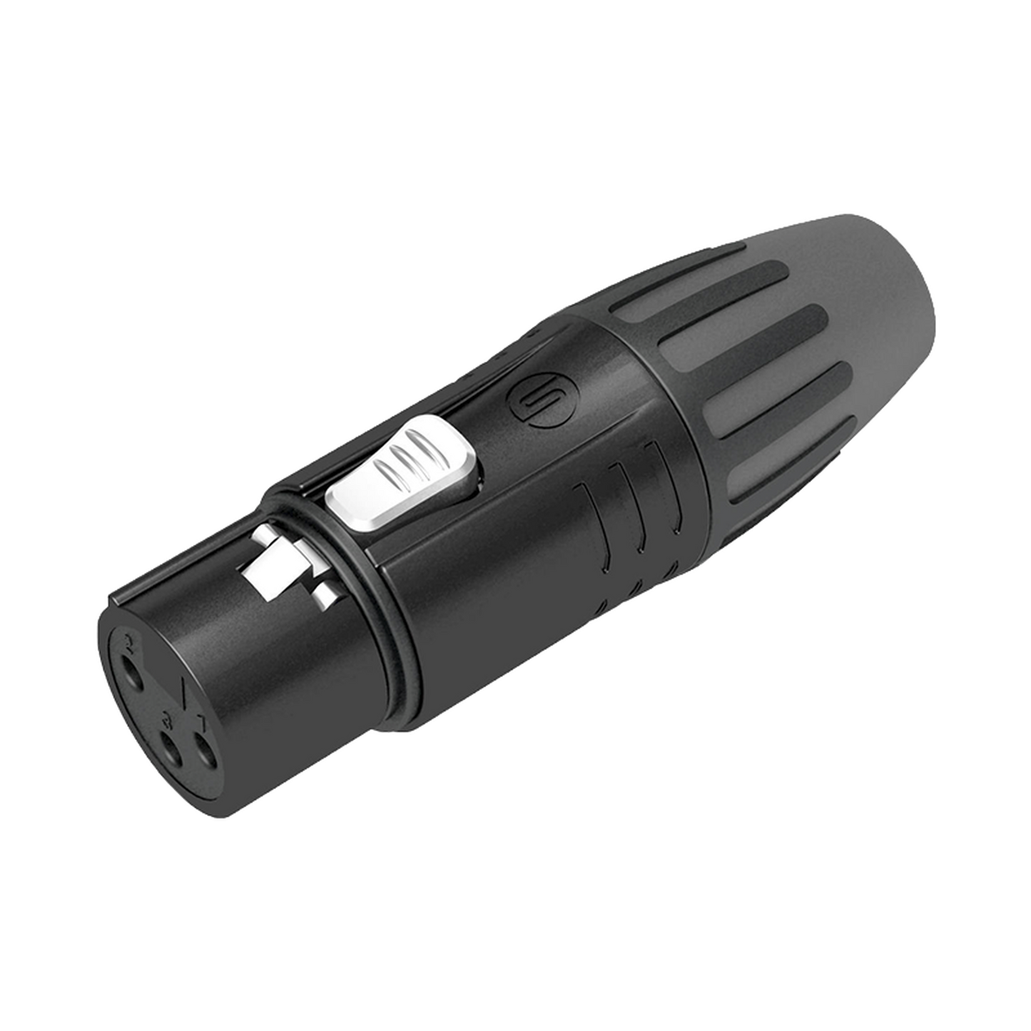 Conector XLR hembra | Carcasa Enchapada en Negro | Contactos Enchapados en Plata |