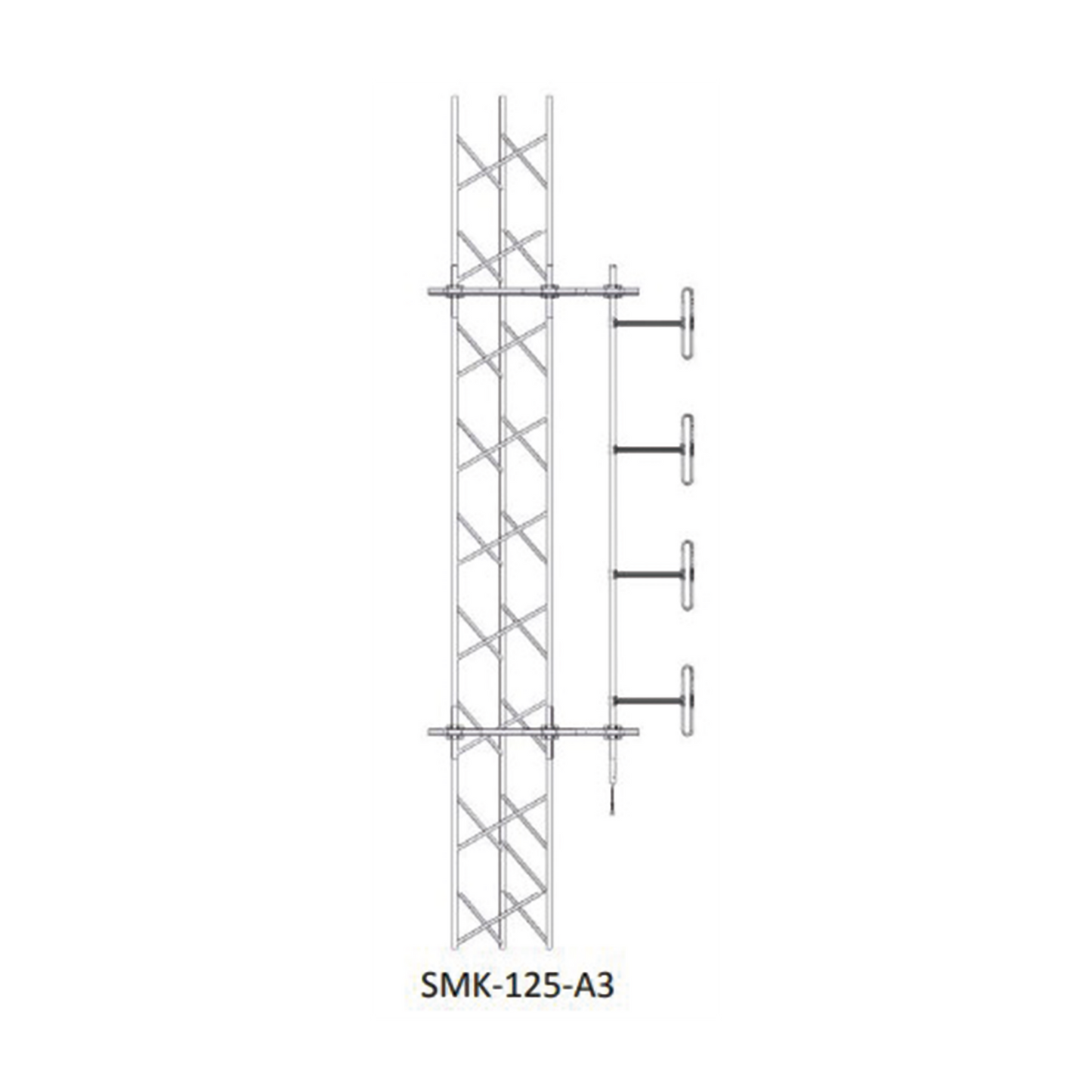 Montaje Lateral Ajustable en Kit para mástil de Antenas Dipolo a 91 cm de Distancia-Torre.