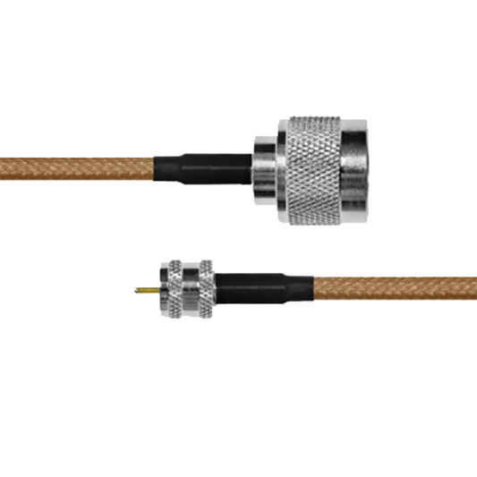 Cable Coaxial RG-142/U de 110 cm, 50 Ohm con Conectores N Macho a Mini UHF Macho.
