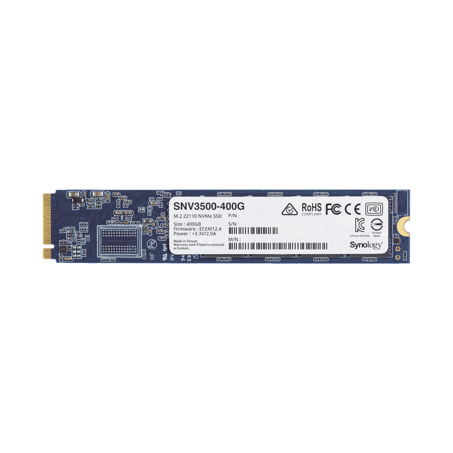 SSD 400GB NVMe M.2 22110, diseñada para Synology NAS con ranuras M.2 integradas