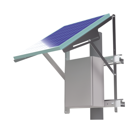 Montaje de Panel Solar para Poste Compatible con PRO-5012 + Gabinetes PST253015A/ PST304020A/ PST404020A/ EIPC404025/ EIPCB404030? (No incluidos).