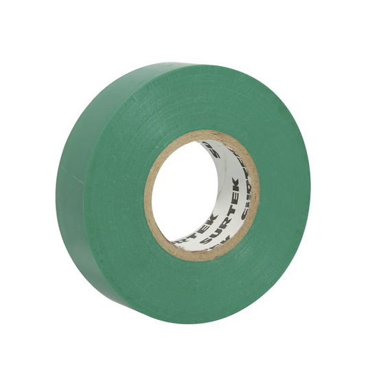 Cinta para aislar color Verde de 19 mm x  9 metros / Fabricada en PVC / Adhesivo acrílico.
