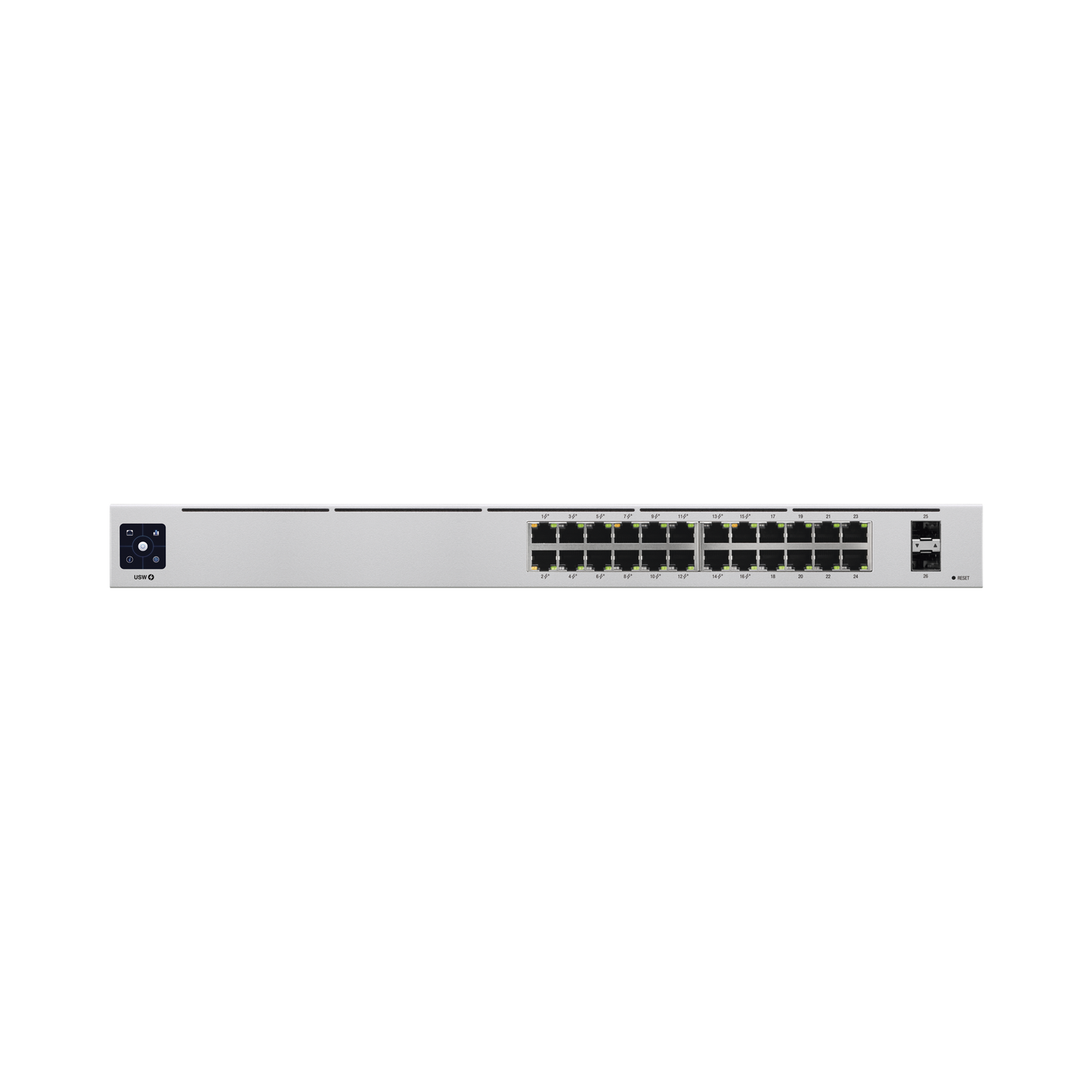 UniFi Switch USW-24-POE Gen2, Capa 2 de 24 puertos (16 puertos PoE 802.3af/at + 8 puertos Gigabit) + 2 puertos 1G SFP, 95W, pantalla informativa