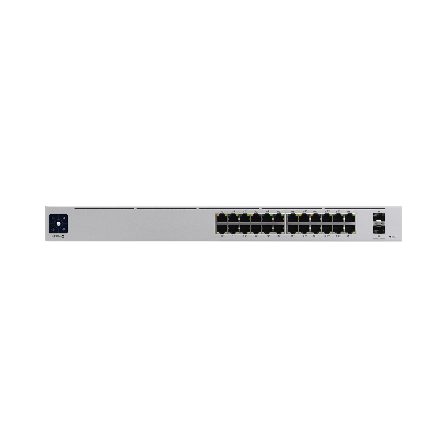 UniFi Switch USW-Pro-24-POE Gen2, con funciones capa 3, de 24 puertos PoE 802.3at/bt + 2 puertos 1/10G SFP+, 400W, pantalla informativa