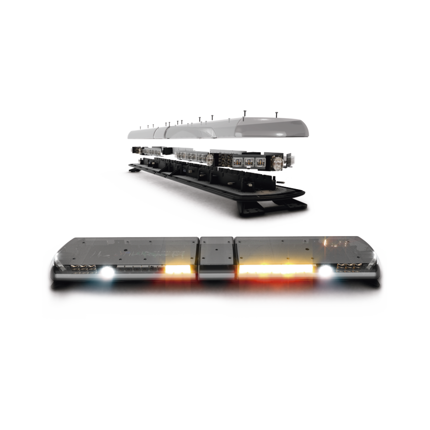 Barra de luces Vantage PRO Ultra Brillante con 64 poderosos LEDs última generación, color Ámbar con 2 módulos traseros en rojo