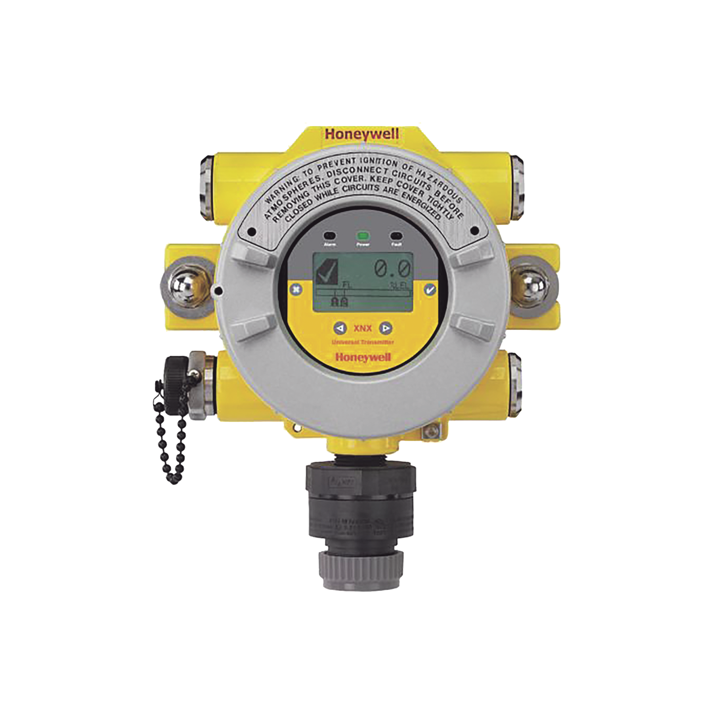 Transmisor Universal XNX, HART® sobre salida 4-20 mA, 3 Relés falla/alarma, ATEX/IECEx, 5 entradas M25, Aluminio Pintado, Configurado Para Searchpoint Optima Plus y Searchline Excel