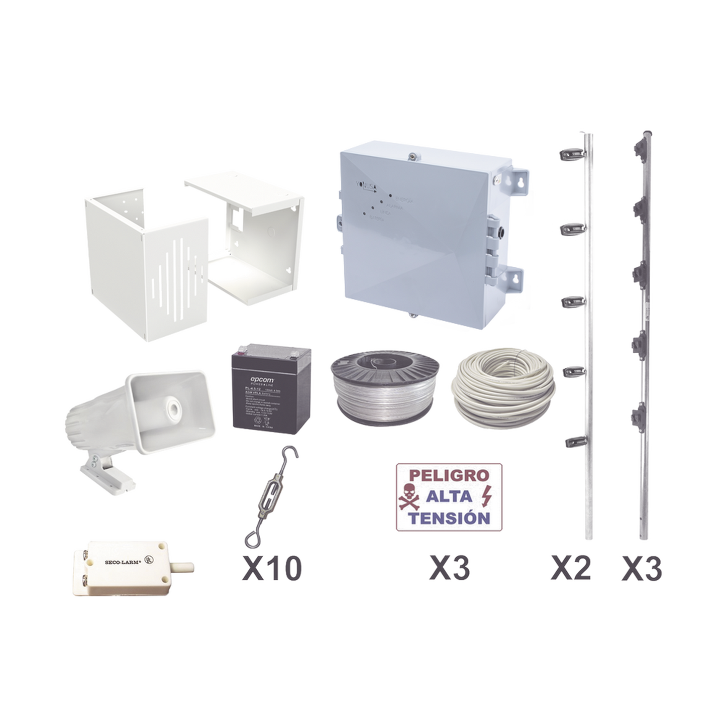 KIT ESENCIAL PARA 25Mts PERIMETRALES DE CERCO ELÉCTRICO PARA PROTECCIÓN DE ROBOS EN CASAS, NEGOCIOS, BODEGAS,ETC.